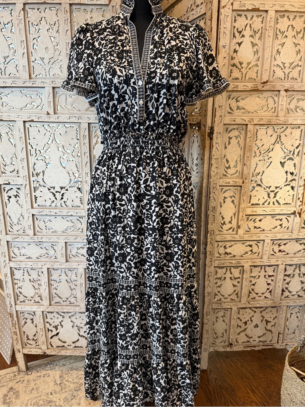 Max Studio Black and White Floral Maxi Dress